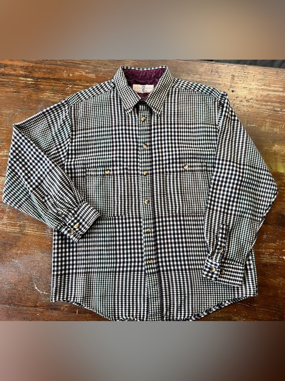 Vintage River Trader Checkered Button-Down